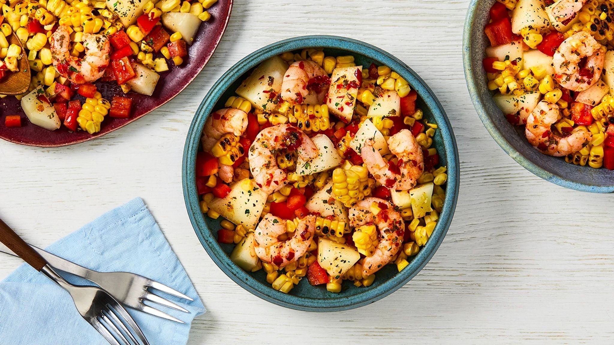 Shrimp Escabeche al Rococo (Marinated Prawns with Grilled Corn & Chillies)
