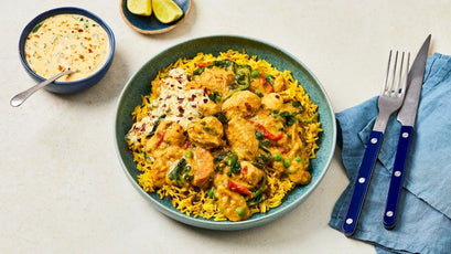 Chicken, Chilli & Lentil Curry with Lime Mango Yoghurt and Turmeric Spiced Rice