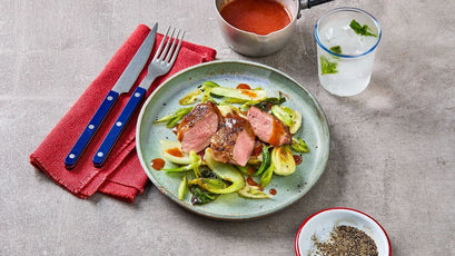 Crispy Duck Breast with a Plum & Star Anise Sauce