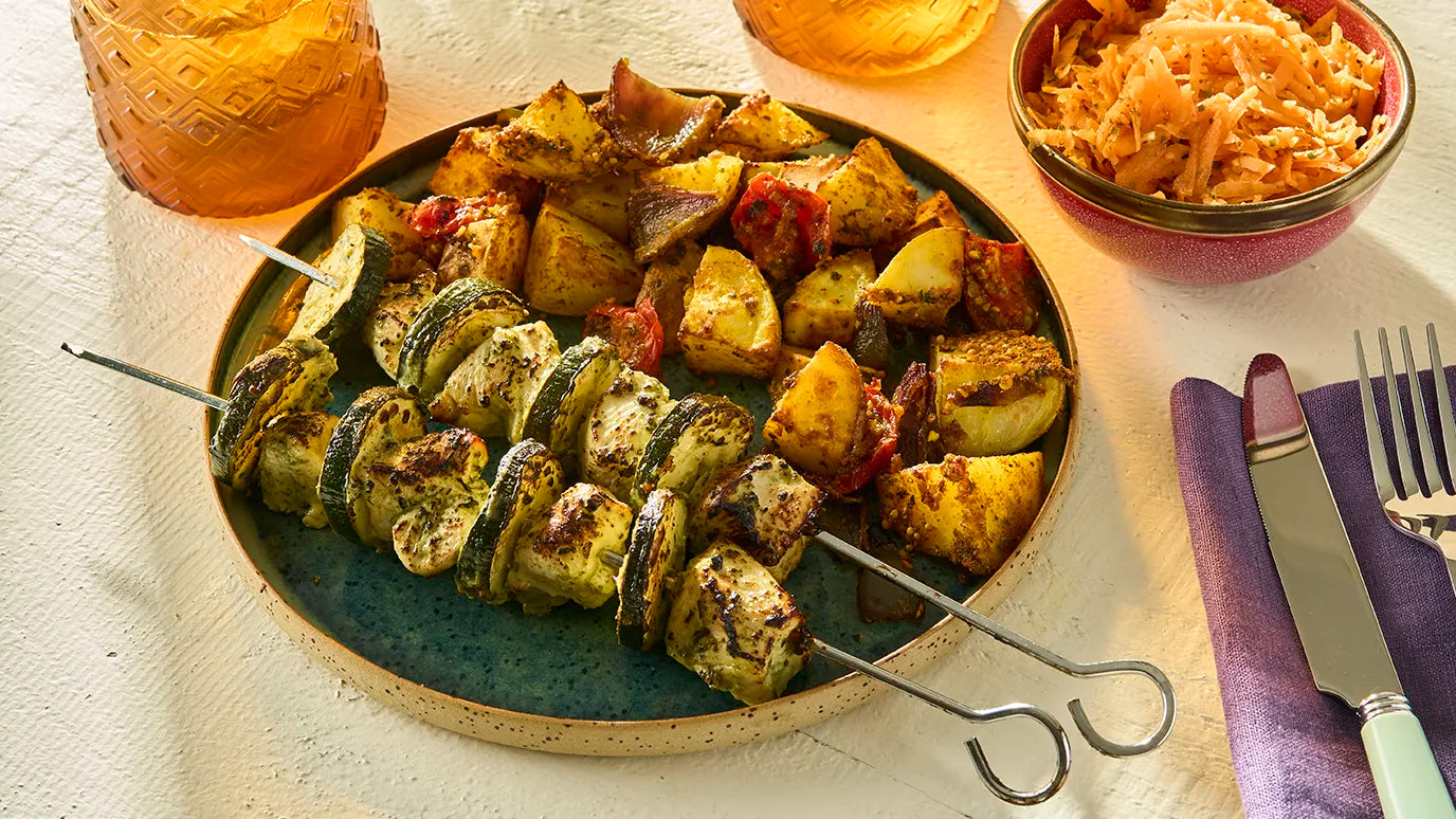 Indian Inspired Green Tikka Skewers