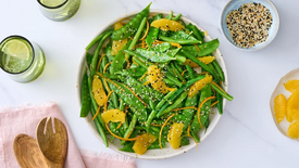 Bagel Seasoning Topped Green Bean & Mangetout Citrus Salad