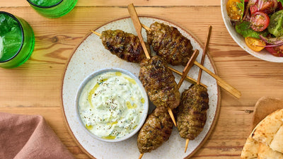Greek Lamb Koftas with Pitta & Tzatziki