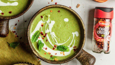 PEA, CHILLI & MINT PESTO SOUP