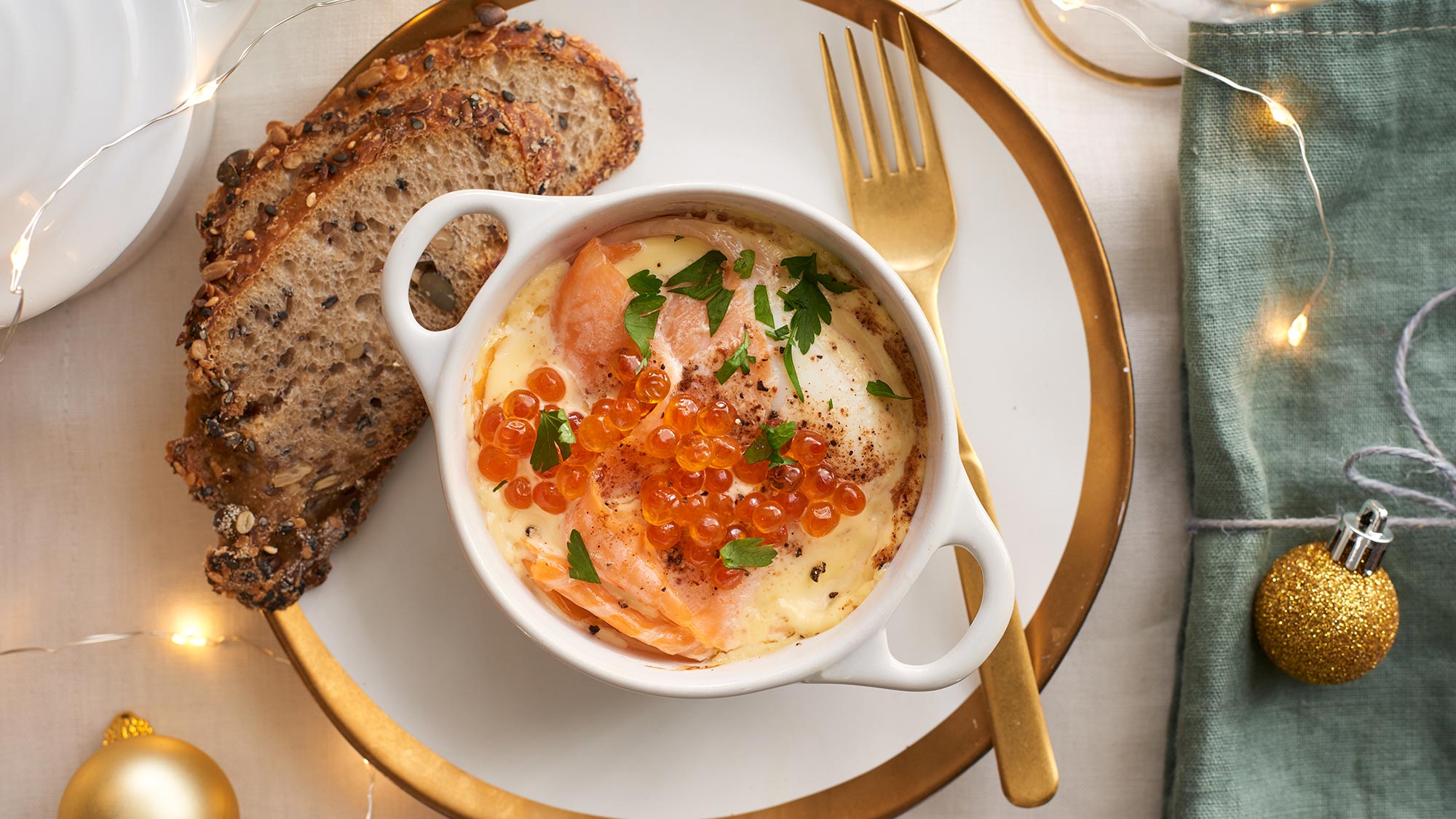 Baked Eggs With Nutmeg & Smoked Salmon Recipe
