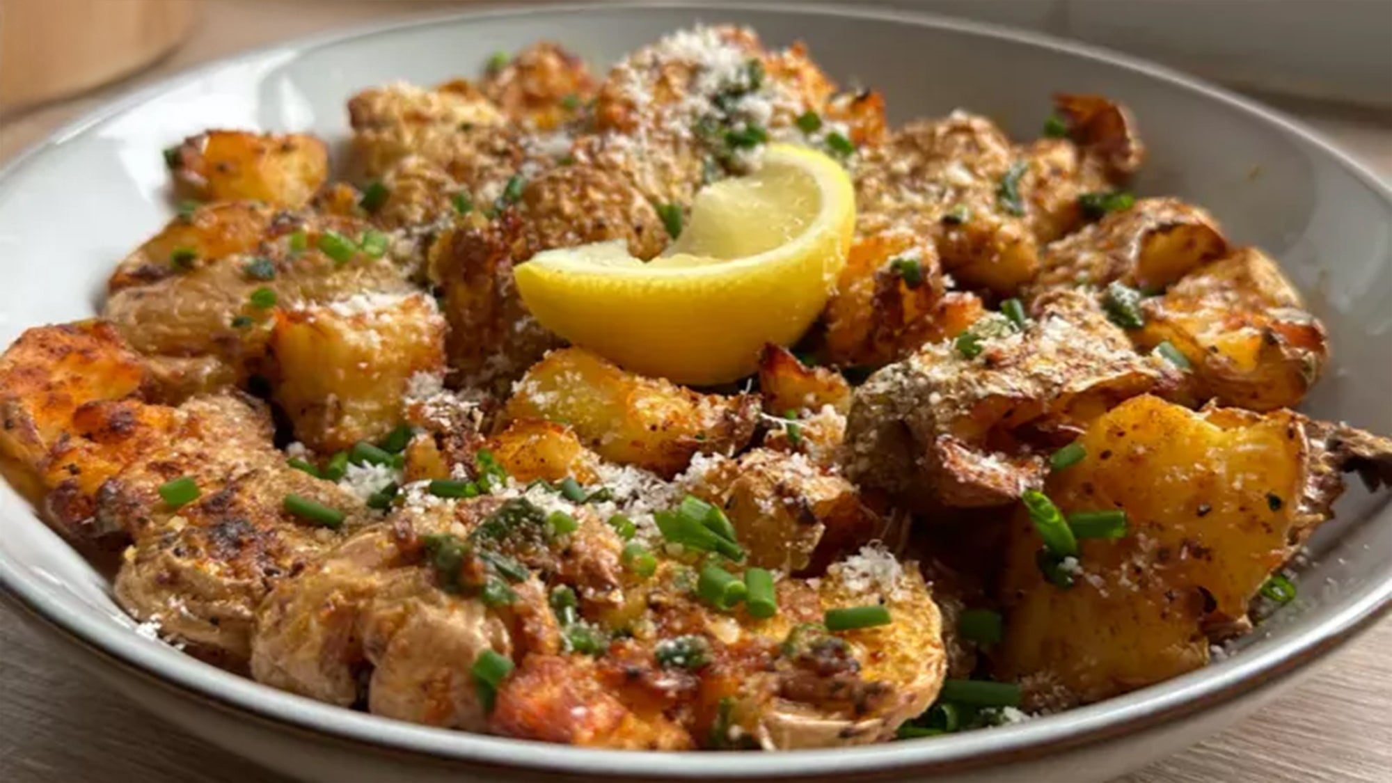 @oneserenasplate Zesty Lemon Parm Smashed Potatoes