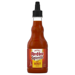 ["A bottle of Frank's RedHot Squeeze Hot Honey Sauce is displayed."]