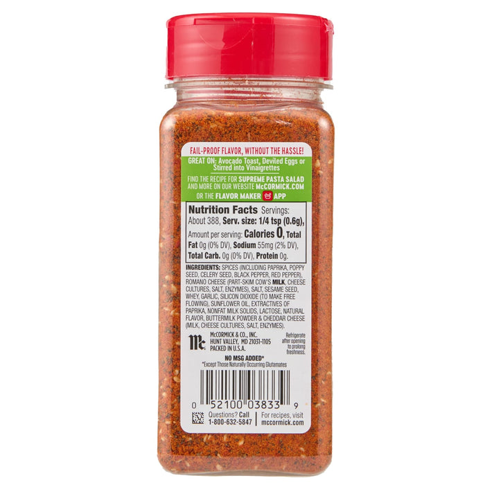 (BARREL TEST) McCormick Perfect Pinch Salad Supreme Seasoning, 8.25 OZ