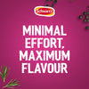 A promotional graphic for Duplicates For Gtin Count featuring the Schwartz logo and the slogan Minimal Effort Maximum Flavour on a textured purple background with black peppercorns and rosemary sprigs.