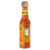 A side view of a glass bottle of Cholula Original Mexican Hot Sauce 150Ml shows the nutritional information and ingredients list on the label.