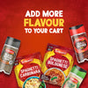 An advertisement encourages shoppers to add more flavor to their cart with a collection of Schwartz products, including a packet of Schwartz Spaghetti Carbonara Recipe Mix 32G, Spaghetti Bolognese mix, and jars of spices.