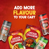 A promotional graphic featuring Schwartz Chicken Chasseur Recipe Mix 40G alongside other Schwartz seasonings like Black Pepper and Garlic Salt against a red background with the text Add More Flavour To Your Cart.