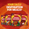 A promotional graphic titled Your Daily Inspiration For Meals features a variety of meal kits including the Schwartz Chicken Chasseur Recipe Mix 40G alongside Spaghetti Bolognese and Sausage Casserole options.