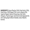 A detailed list of ingredients for Schwartz One Pan Cajun Chicken & Rice 32G including spices like paprika, dried garlic, and chilli pepper.