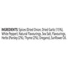 The ingredient list for Schwartz One Pan Italian Chicken Risotto Recipe Mix 28G includes spices like dried onion and garlic, natural flavourings, sea salt, herbs such as parsley and thyme, and sunflower oil.