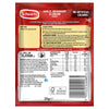 The back of a red and yellow packet of Schwartz Garlic & Mushroom Sauce 26G provides detailed cooking instructions, nutritional values, and a full list of ingredients.