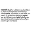 A list of ingredients for a food product containing wheat flour, tomato powder, red wine extract, and various herbs and spices.