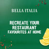 A promotional image for Schwartz Bella Italia Pollo Funghi Creamy Chicken & Wild Mushroom Rigatoni 30G features the text 'Recreate your restaurant favourites at home' on a green background with peppercorns and lemon slices.
