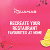 A promotional image for the Schwartz Las Iguanas Bahian Coconut Curry 25G features the Las Iguanas logo on a pink background with text that reads, Recreate your restaurant favourites at home.