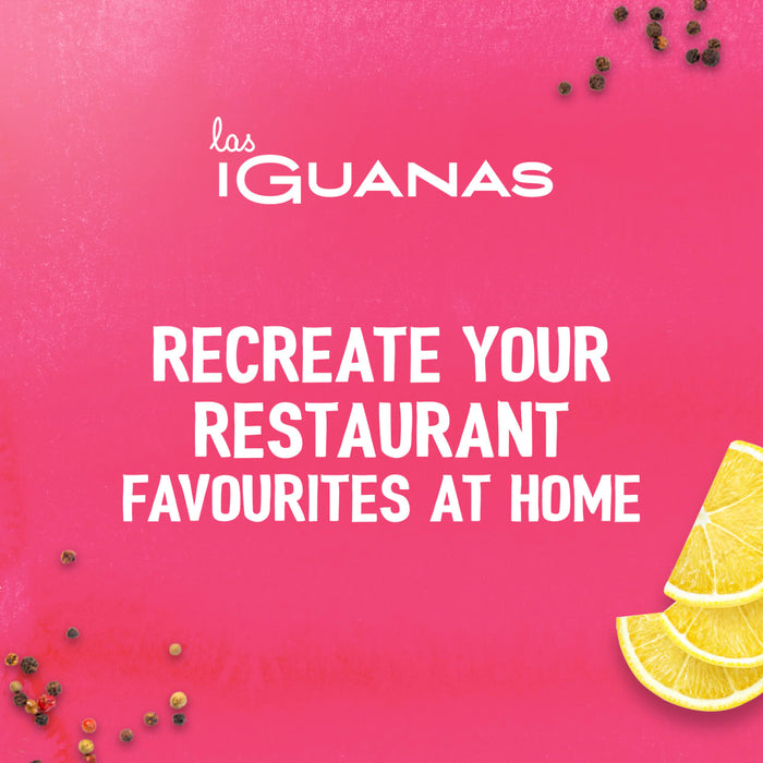 A promotional image for the Schwartz Las Iguanas Bahian Coconut Curry 25G features the Las Iguanas logo on a pink background with text that reads, Recreate your restaurant favourites at home.
