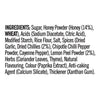 The ingredients list for the Schwartz Las Iguanas Honey Chilli Chicken 35G seasoning mix is displayed in bold, black text on a white background.