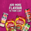 A vibrant promotional graphic featuring Schwartz Af Fries Seas alongside other Schwartz products like Chilli Con Carne and Spaghetti Bolognese seasoning mixes to add more flavor to your cart.