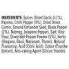 The ingredients list for Sa Pe Spicy Beef Pepper Pasta is displayed in bold, black text, detailing components such as spices, herbs, and natural flavouring.