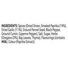A detailed list of ingredients for Schwartz Smoked Paprika Chicken 28G including spices like smoked paprika and dried garlic along with herbs and flavorings that contain milk.