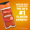 An advertisement features a jar of Schwartz Paprika 40G on an orange background, with text proclaiming it is from the UKs #1 flavour experts.