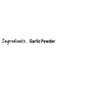 A simple graphic displays the ingredient list for Schwartz Garlic Powder 55G in a stylized black font against a plain white background.