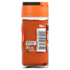 The back of a glass jar of Schwartz spice shows the barcode, recycling information, and storage instructions on the label.