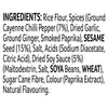 The ingredients list for the Schwartz Af Sy Korean Seas seasoning includes rice flour, spices, sesame seeds, and dried soy sauce, with allergens like sesame, soya, and wheat highlighted in bold.