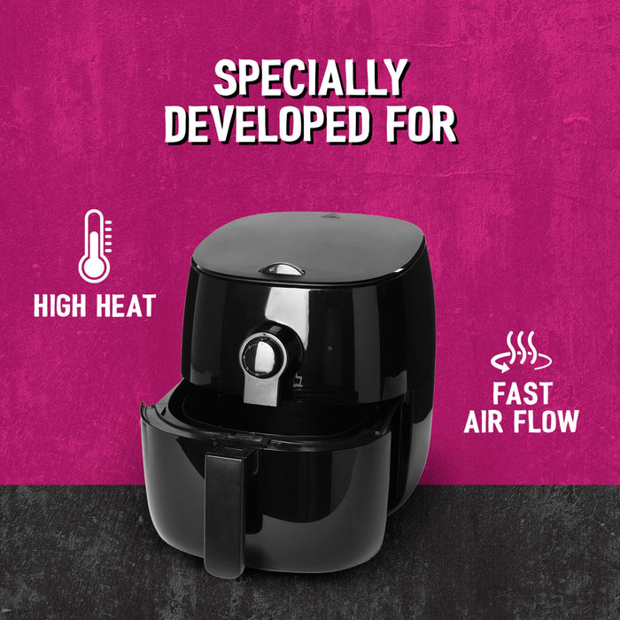 An infographic highlighting that Schwartz Af Chinese Cs Sea is specially developed for use in air fryers with high heat and fast air flow.