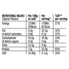 A nutritional information table for Sa Af Chorizo Chicken, detailing the values per 100g and per serving for energy, fat, carbohydrates, protein, and salt.