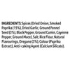 The ingredients list for Sa Af Chorizo Chicken, which includes spices, salt, rice flour, and natural flavourings.