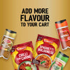 A promotional graphic featuring various Schwartz products including a jar of Jr Thai Sweet Chil Seas X6 alongside packets of Chilli Con Carne and Spaghetti Bolognese to add more flavour to your cart.