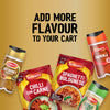 A promotional graphic featuring various Schwartz products including a jar of Jr Hot Honey Seas X6 alongside Paprika, Garlic Salt, and packets for Chilli Con Carne and Spaghetti Bolognese.