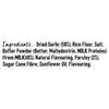 The ingredients list for the Jr Garlic Butter Seas X6 seasoning is displayed, showing dried garlic, rice flour, and butter powder.