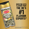 A promotional graphic for Jr Every Bagel Seas X6 by Schwartz features a jar of seasoning filled with sesame seeds and garlic alongside text identifying them as the UK number one flavour experts.