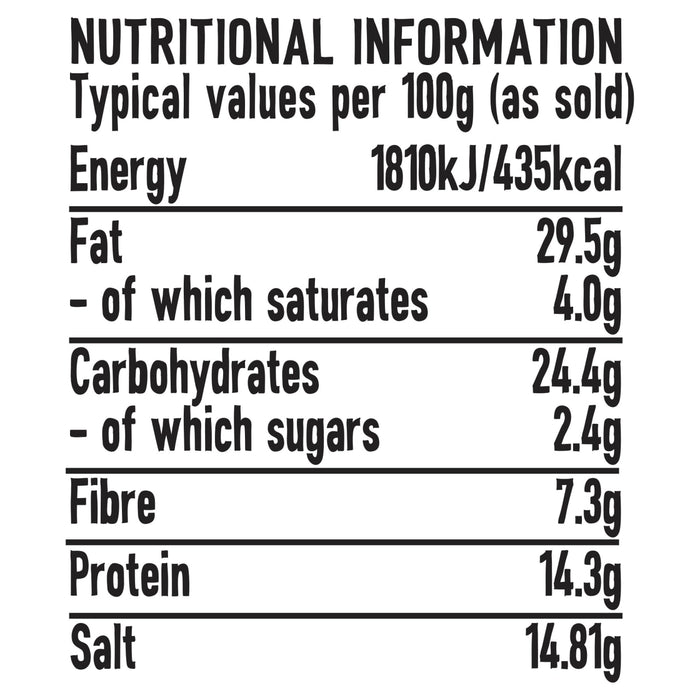 A nutritional information label for the Jr Every Bagel Seas X6, detailing the typical values per 100g as sold.