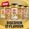 A promotional graphic for new Schwartz seasonings including Lemon Pepper, Hot Honey, Garlic Butter, Thai Sweet Chilli, and the Jr Every Bagel Seas X6 with the text Discover Your Next Flavour.