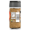 A clear glass jar of Schwartz Celery Salt 72G showing the nutritional information and recycling instructions on the back label.