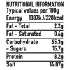 A nutritional information table showing the typical values per 100g for Schwartz Pepper & Garlic Chargrilled Chicken Seasoning 51G.
