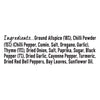 The ingredients list for Schwartz Jamaican Jerk Seasoning 51G, which includes ground allspice, chilli powder, and thyme.