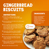 An infographic for gingerbread biscuits featuring a recipe that includes Schwartz Ground Ginger 26G Jar as a key ingredient for a warm and spicy flavor.