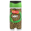 A clear glass Schwartz Mint 9G Jar filled with dried green mint leaves and topped with a signature green and black cap.