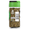 A back view of the Schwartz Mint 9G Jar showing the barcode and recycling information for the glass jar and plastic cap.