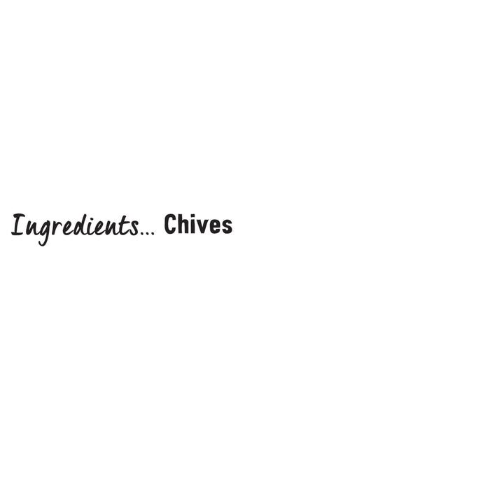 A graphic illustration listing the ingredients for Schwartz Chives, 1G.