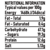 An infographic displays the nutritional information table with typical values per 100g for a package of Schwartz Garlic Italian Seasoning 43G.