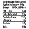 A nutritional information label for Schwartz Garam Masala 30G Jar showing typical values per 100g including 354 calories and 13.6g of protein.