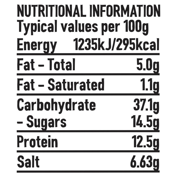 The nutritional information label for Schwartz Piri Piri Seasoning, 39G, detailing the values per 100g.